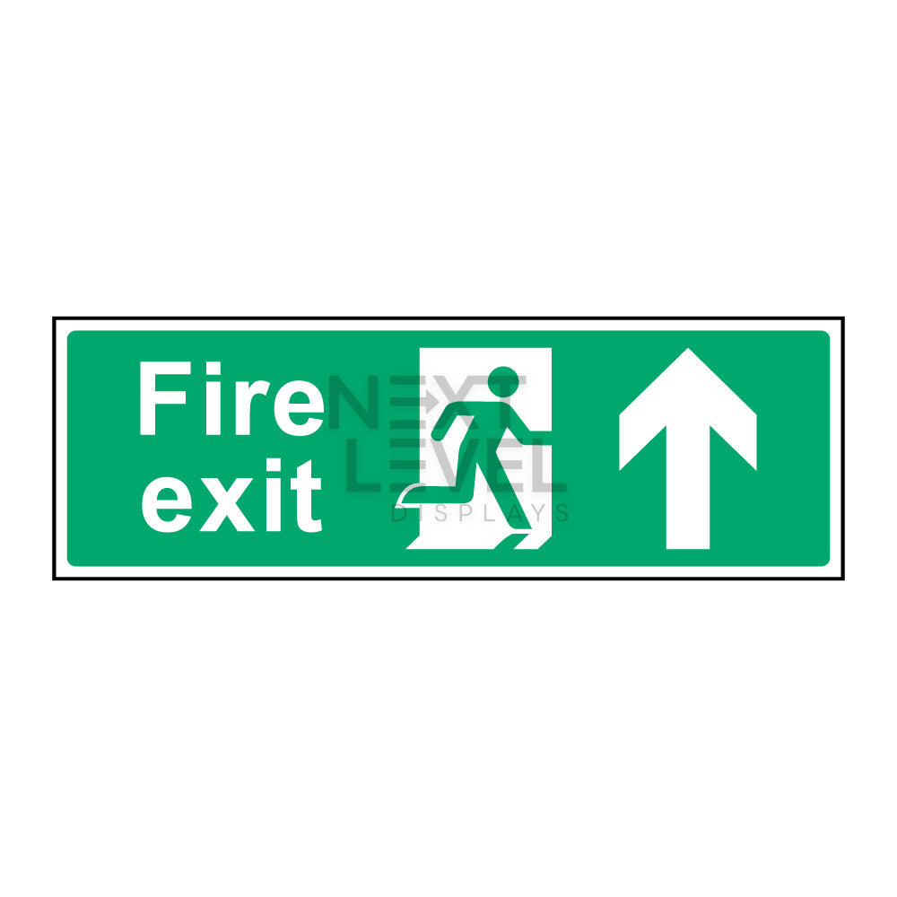 a green safety sign showing a arrow pointing ahead