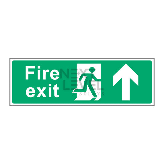 a green safety sign showing a arrow pointing ahead