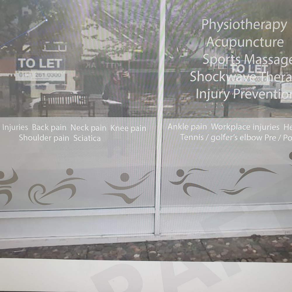Window frosting logo - business office cut frosted logo