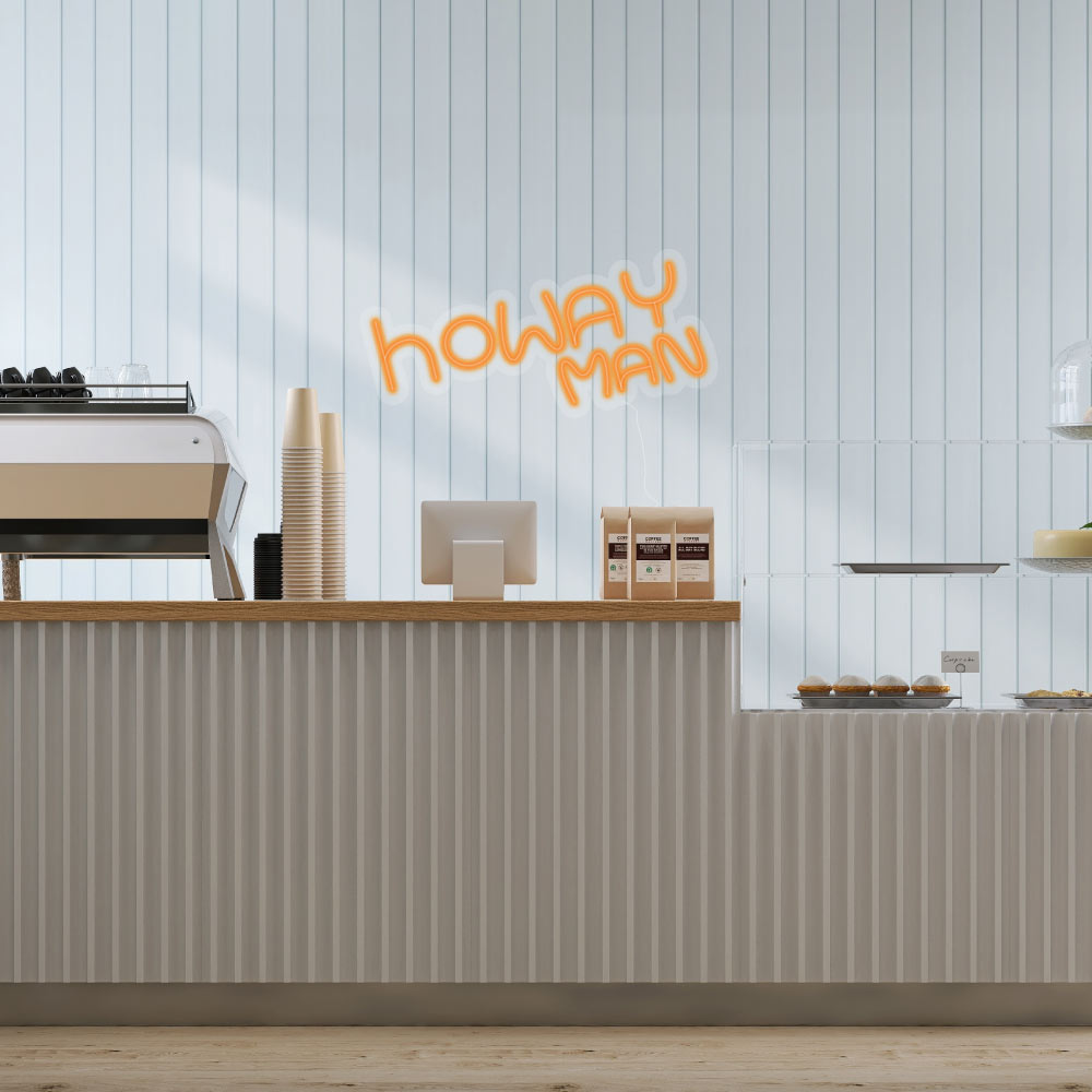 howay man geordie saying sign on a cafe wall