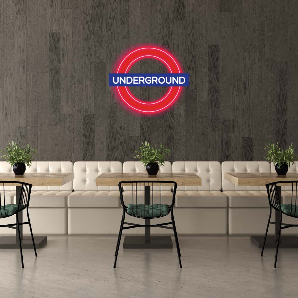 london underground neon sign
