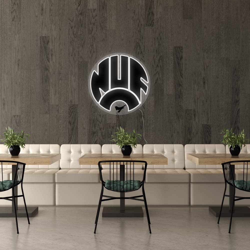 black and white neon sign