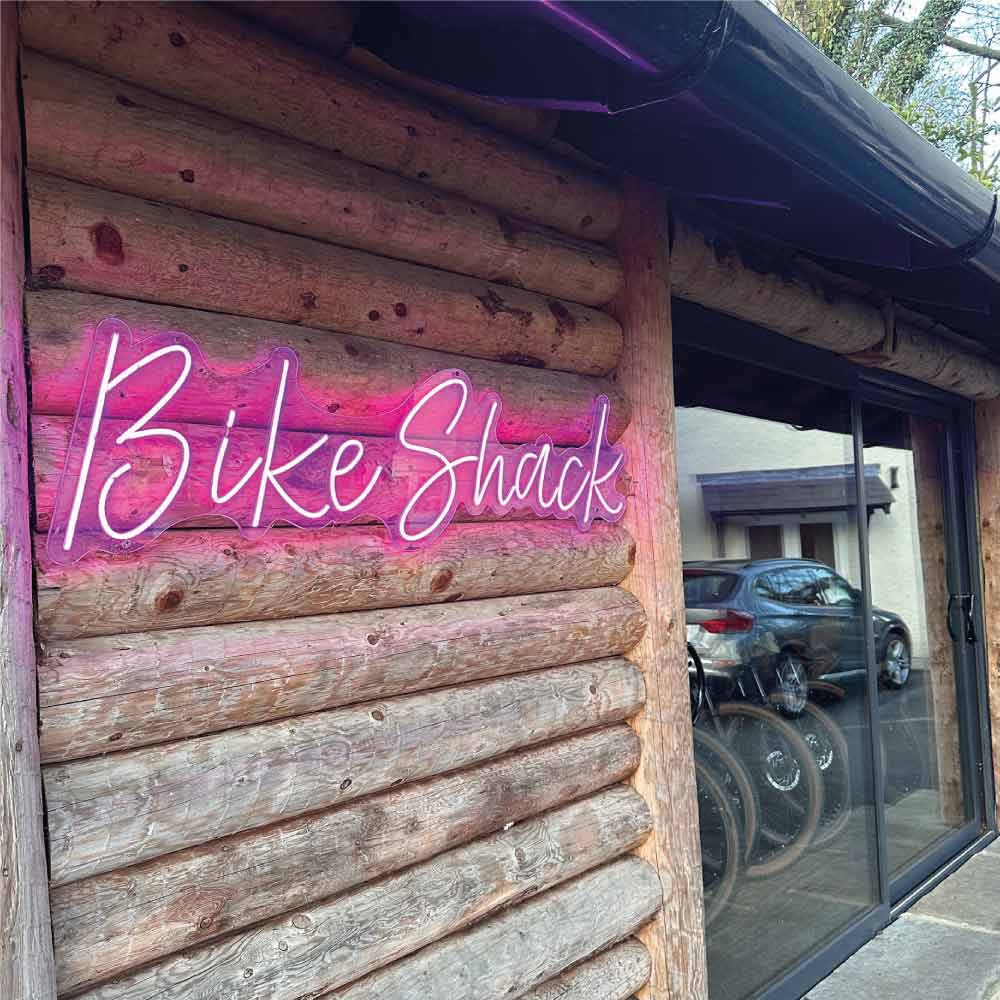 Outdoor image showing a Bike shack neon sign