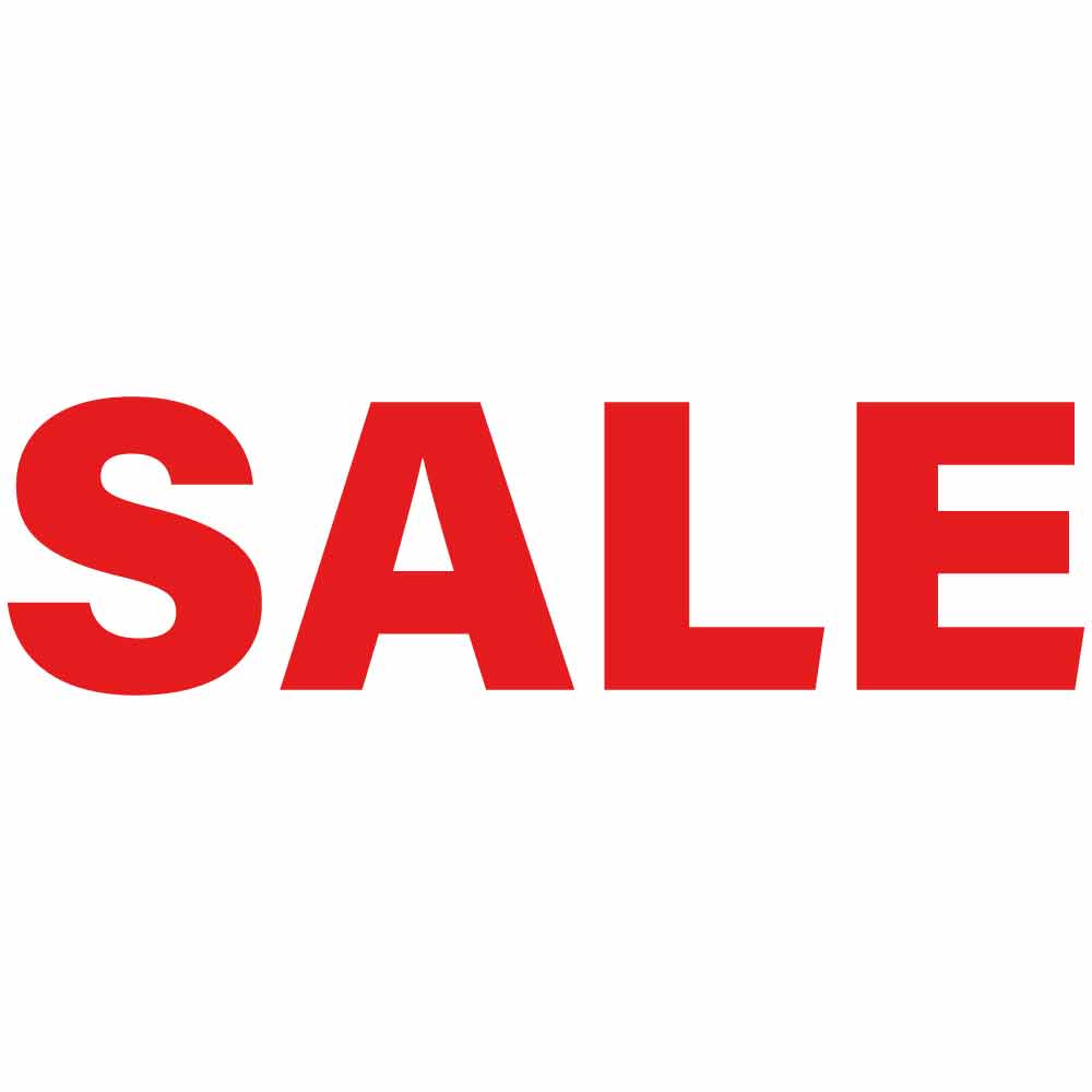 a red sale window sticker on display