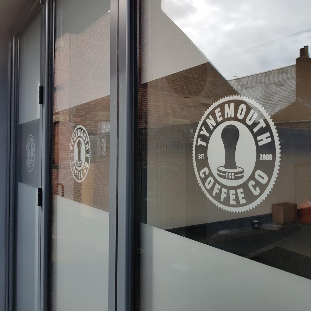 Window frosting logo - business office cut frosted logo