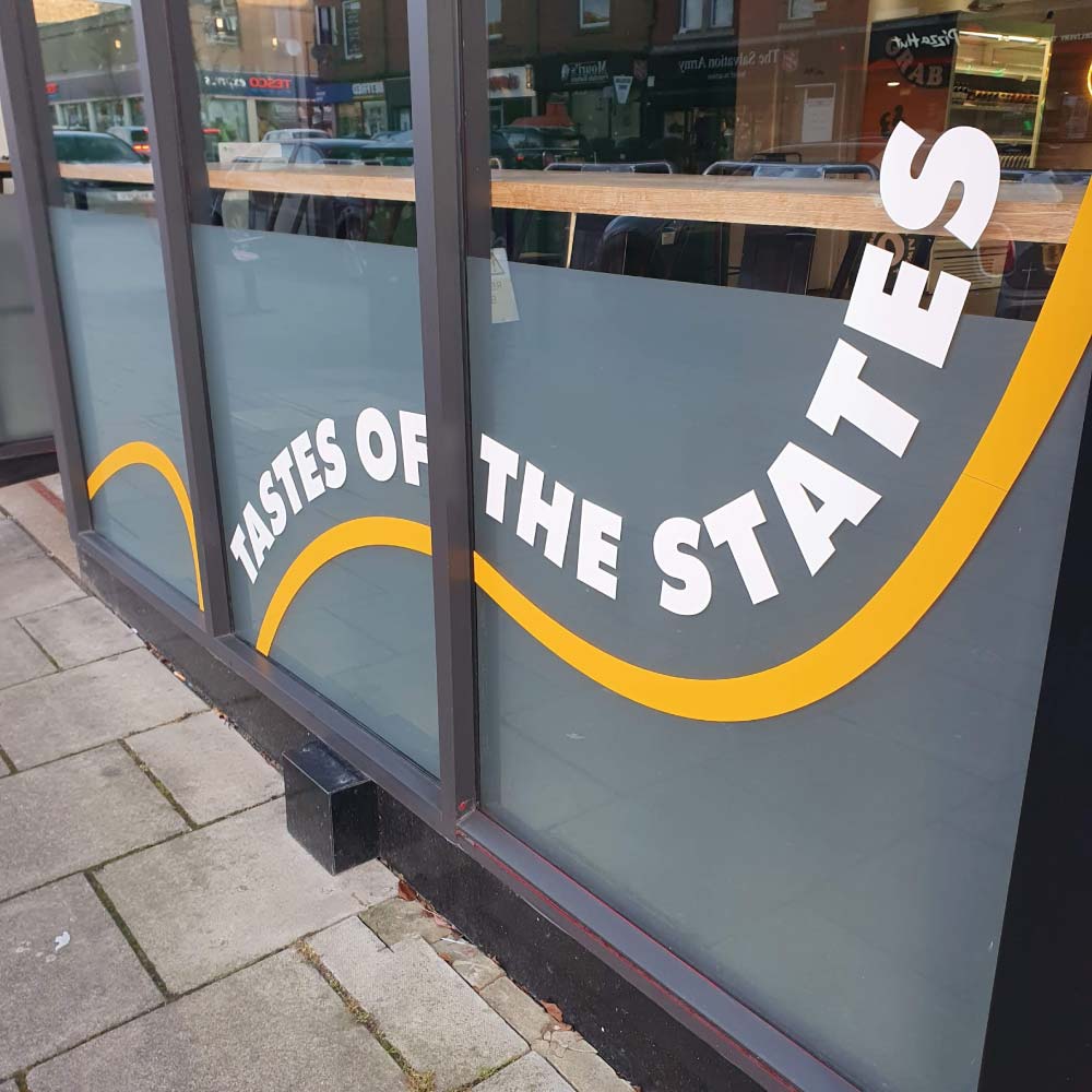 contour cut window graphics with white and yellow