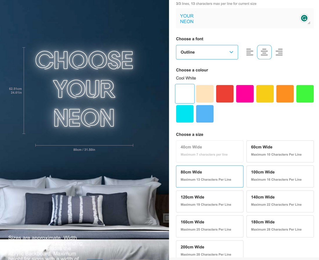 How Much Should You Pay for a Neon Sign? a image of a custom design editor for a neon sign