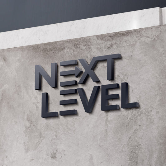 19mm thick black foam letters that say next level