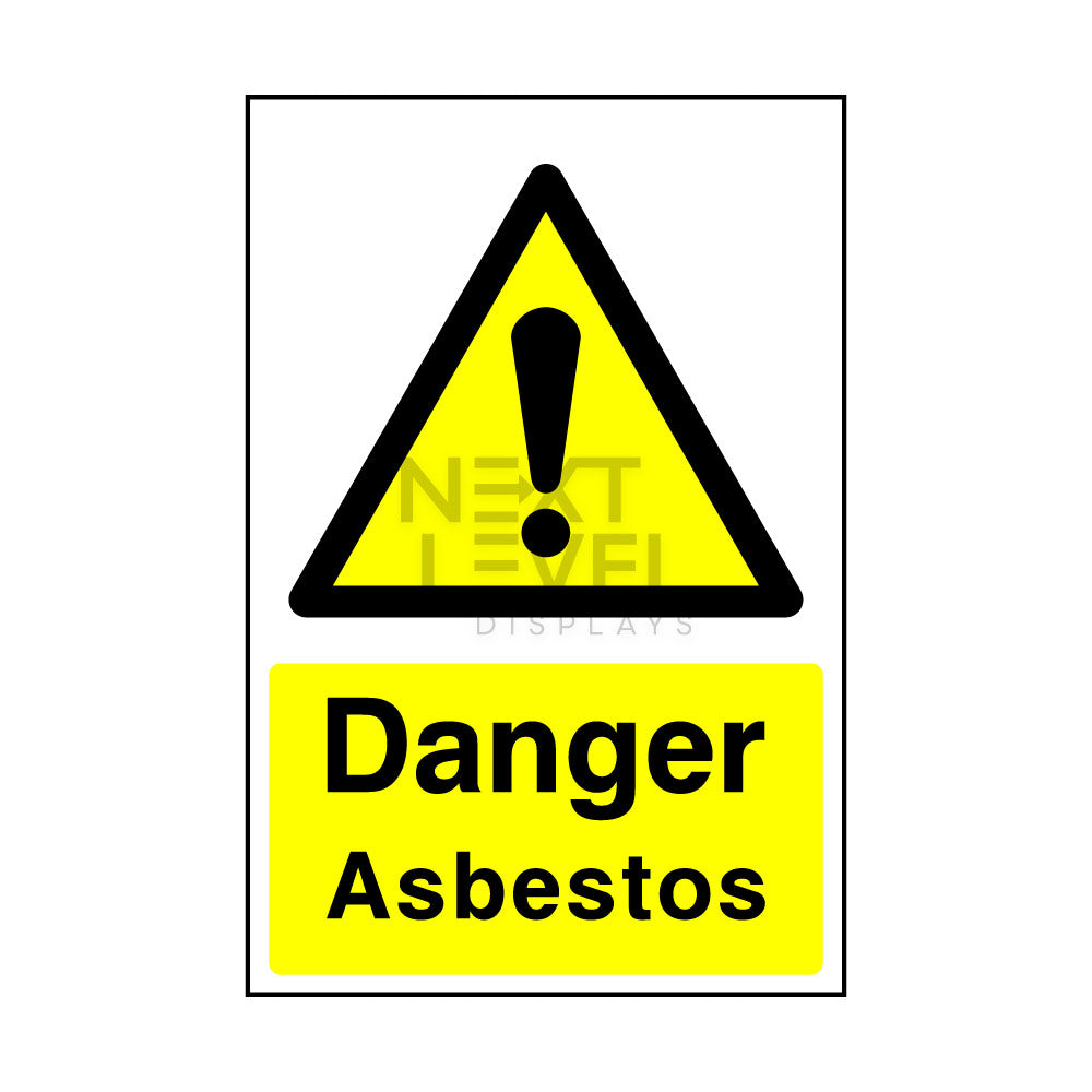 danger asbestos sign in bright yellow 