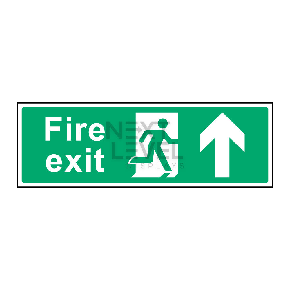 a green safety sign showing a arrow pointing ahead 
