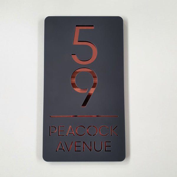 Grey house Sign - Personalised Modern Vertical column House Sign – next ...