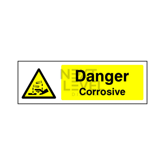 danger corrosive small sticker in yellow and black 