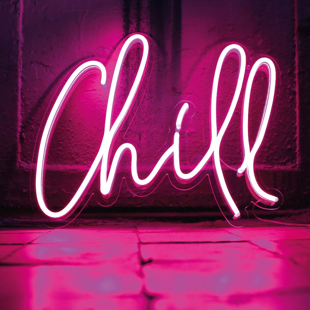 illuminating pink chill neon sign