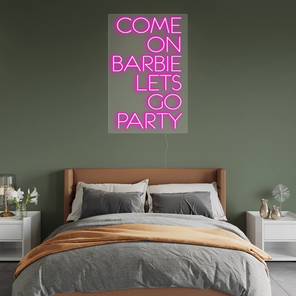 Open Sign Barbie Barbie Neon Sign - Let's Go Party Playful Retro Vibes – next level displays