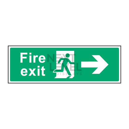 green fire sign with a right pointing arrow