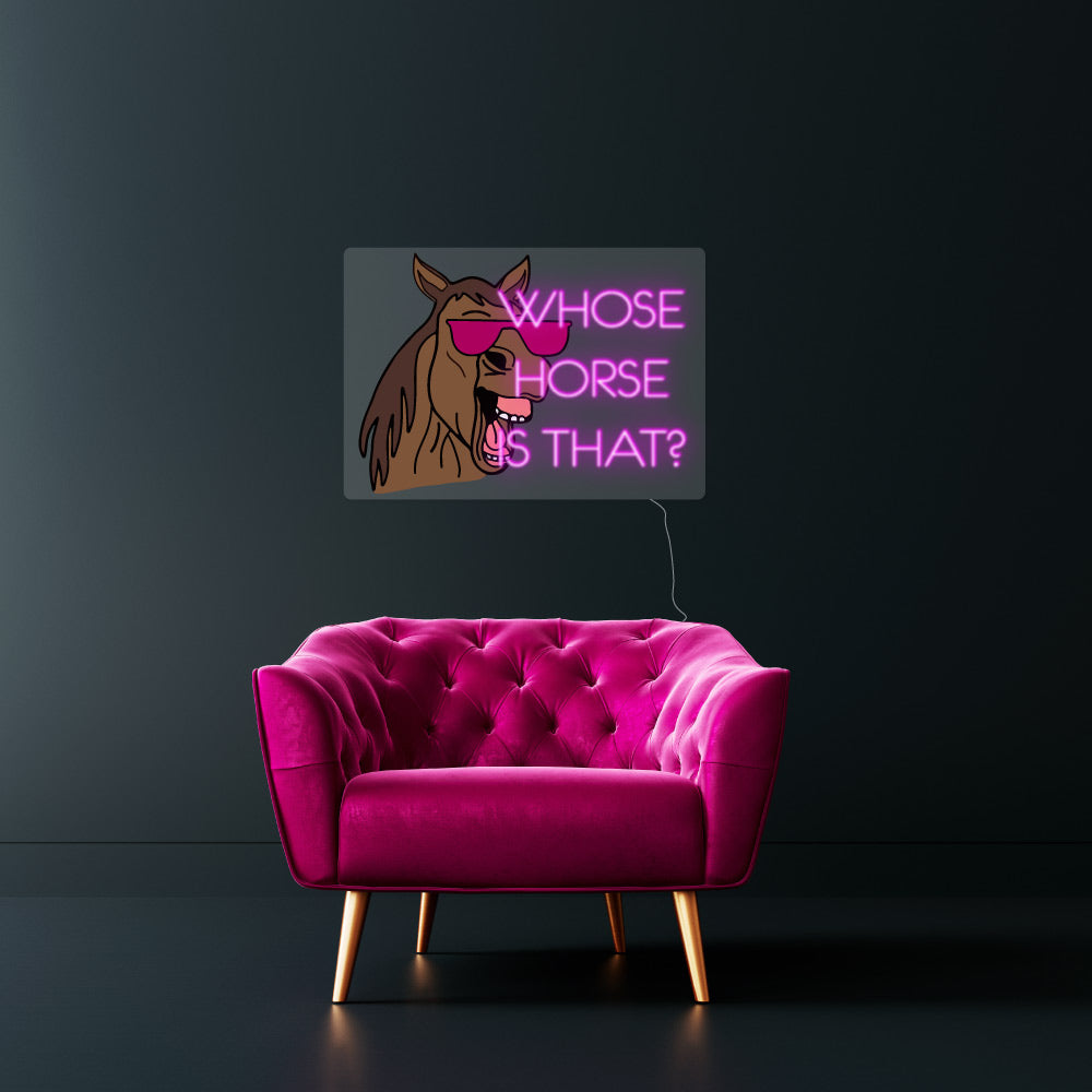 Whose Horse Is That Neon Sign - A Whinnying Good Time in Pink Neon