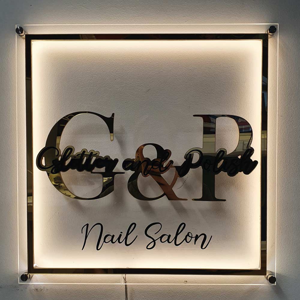 square illuminated salon sign 