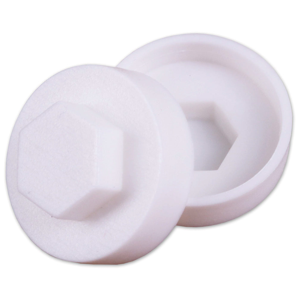 white hex head screw caps