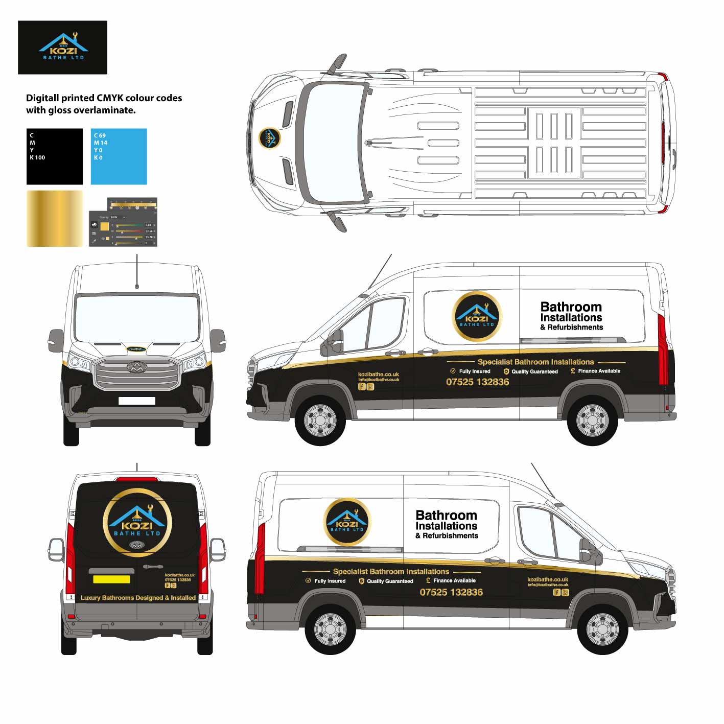Kozi Bathrooms 2 x Maxus Deliver 9 partial van wraps