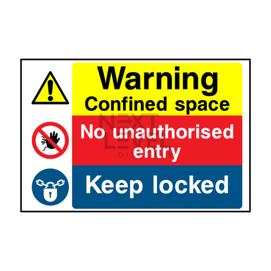 warning confined space safet sign with warning traingles