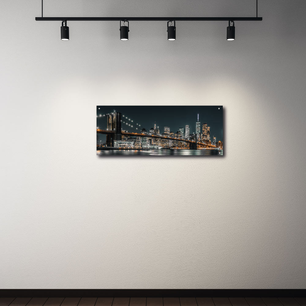 the acrylic wall art hanging in a gallery