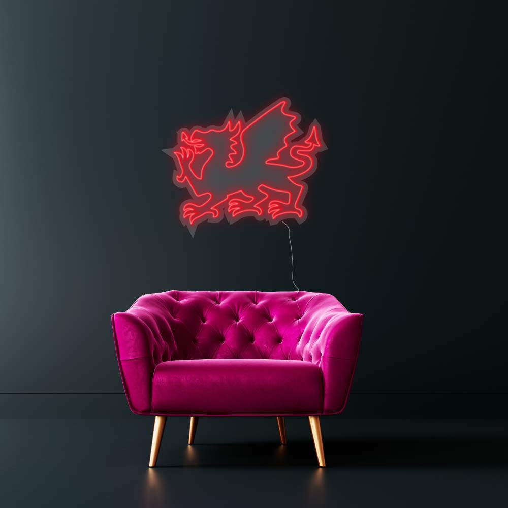 Welsh Dragon Glows: Red LED Neon Led Sign Outline