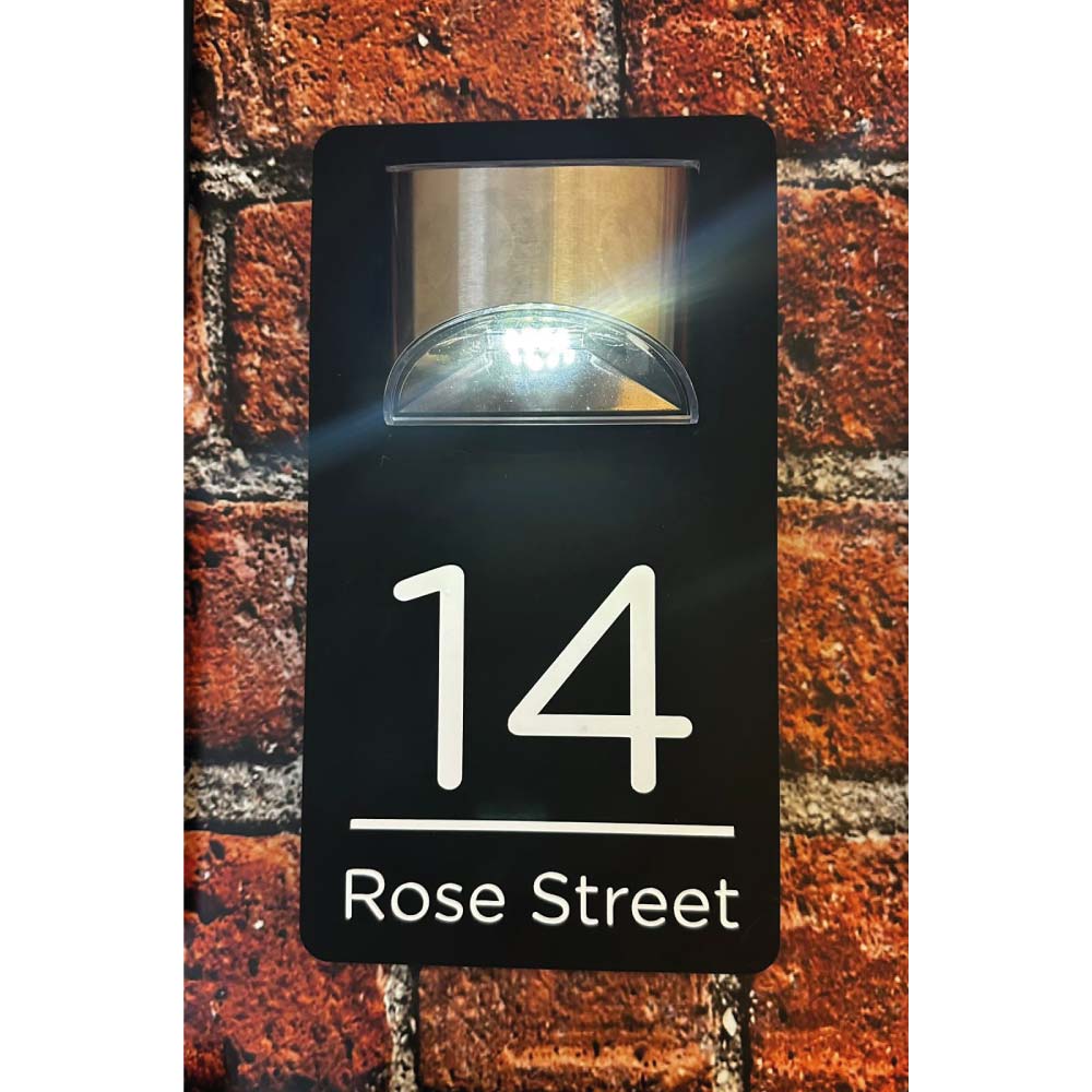 Custom Solar Sign Personalised Solar Powered Illuminated House Number Sign – next level ...