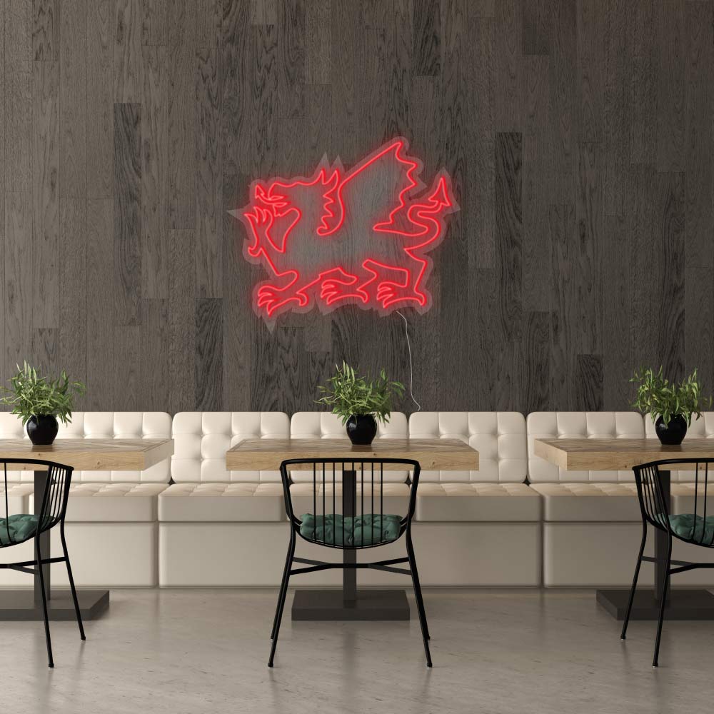 Welsh Dragon Glows: Red LED Neon Led Sign Outline